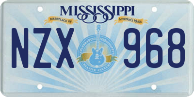 MS license plate NZX968