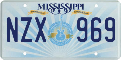 MS license plate NZX969