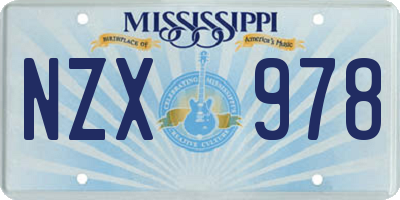 MS license plate NZX978