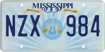 MS license plate NZX984