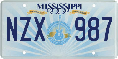 MS license plate NZX987