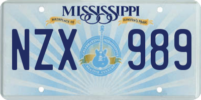 MS license plate NZX989