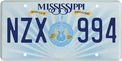 MS license plate NZX994