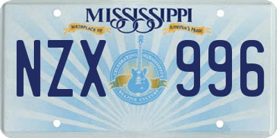 MS license plate NZX996