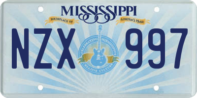 MS license plate NZX997