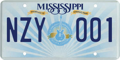 MS license plate NZY001