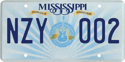 MS license plate NZY002