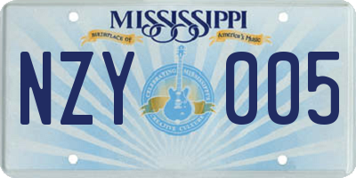 MS license plate NZY005