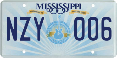 MS license plate NZY006
