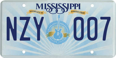 MS license plate NZY007
