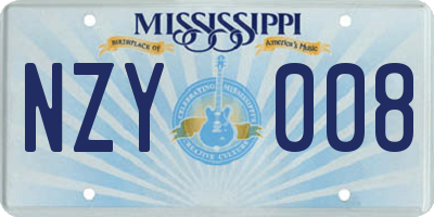 MS license plate NZY008