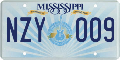 MS license plate NZY009