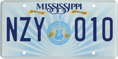 MS license plate NZY010