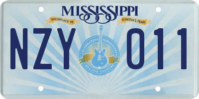 MS license plate NZY011