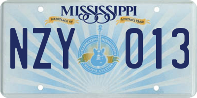 MS license plate NZY013