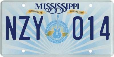 MS license plate NZY014
