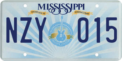 MS license plate NZY015