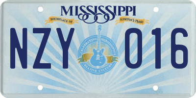 MS license plate NZY016