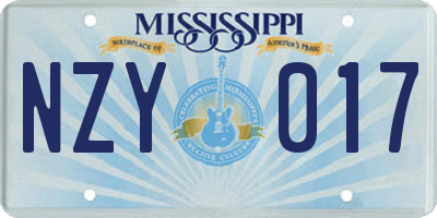 MS license plate NZY017