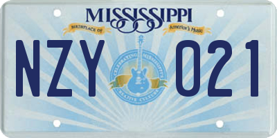 MS license plate NZY021