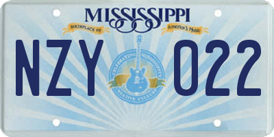 MS license plate NZY022