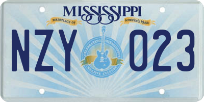 MS license plate NZY023