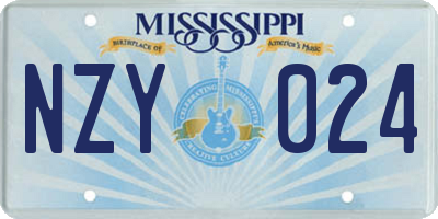 MS license plate NZY024