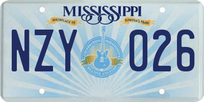 MS license plate NZY026