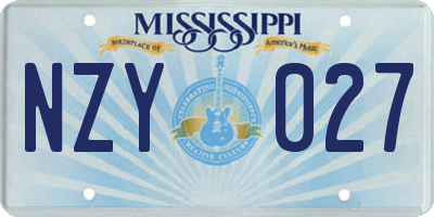MS license plate NZY027