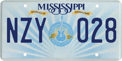 MS license plate NZY028