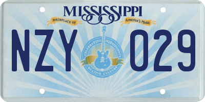 MS license plate NZY029