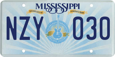 MS license plate NZY030