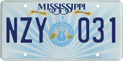 MS license plate NZY031