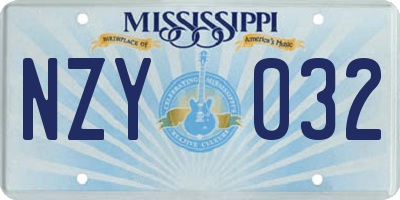 MS license plate NZY032