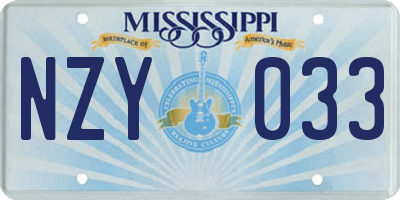 MS license plate NZY033