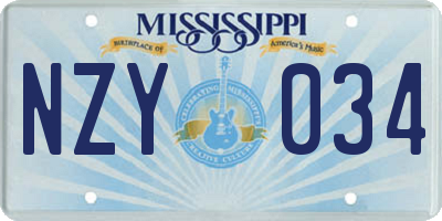 MS license plate NZY034
