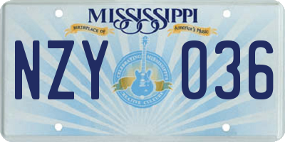 MS license plate NZY036