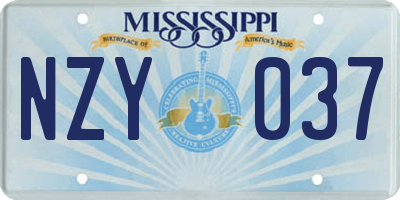 MS license plate NZY037
