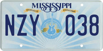 MS license plate NZY038