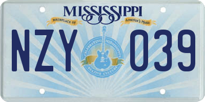 MS license plate NZY039