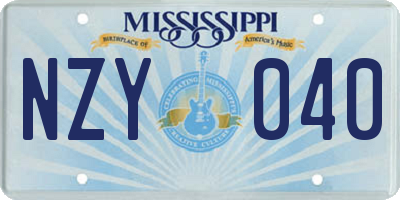 MS license plate NZY040
