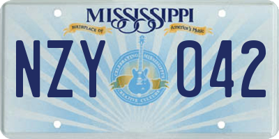 MS license plate NZY042