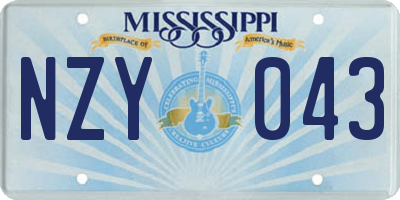 MS license plate NZY043