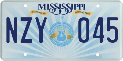 MS license plate NZY045
