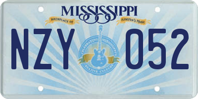 MS license plate NZY052