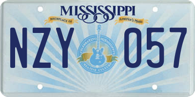 MS license plate NZY057