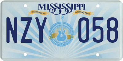 MS license plate NZY058