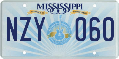 MS license plate NZY060