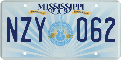 MS license plate NZY062