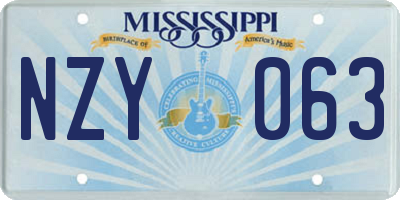 MS license plate NZY063